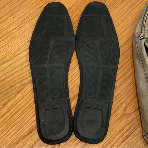 Prada Metallic Bow Driving Loafers Flats 37 - Picture 6 of 14